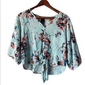 Ali Miles Blue Floral Top